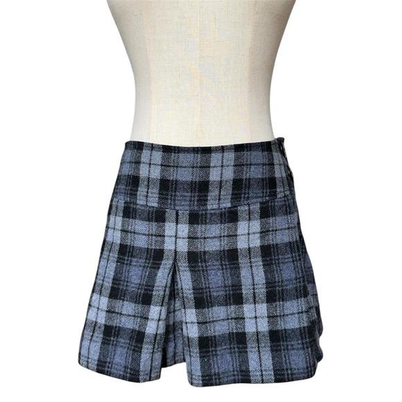 American Eagle Plaid Micro Mini Skirt Women Blue Black Pleated Y2K Vintage 2000s
