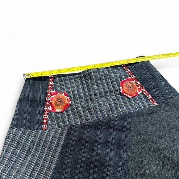 Creations Encore Patchwork Mini Skirt Women P/S Grey Plaid Y2K