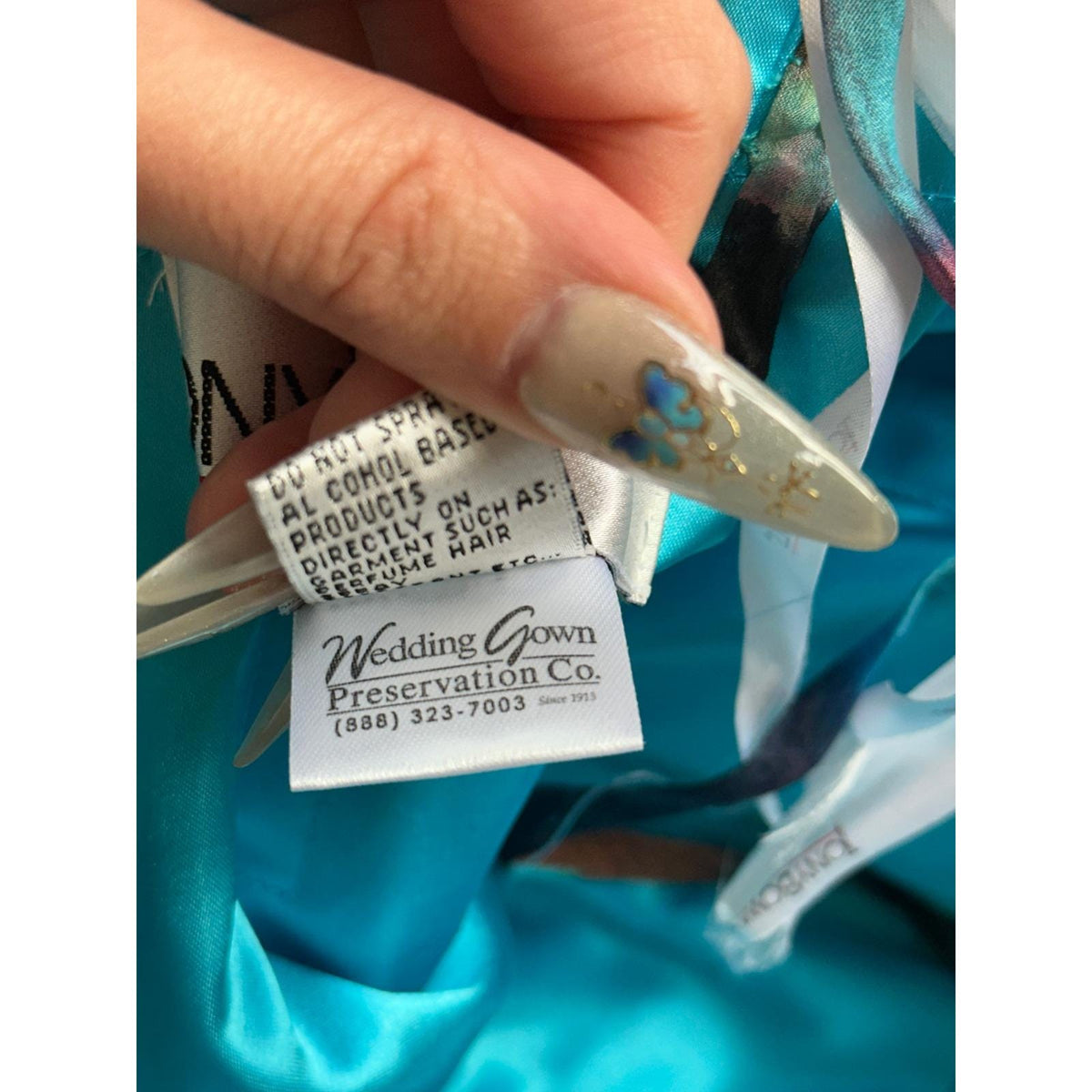 Tony Bowls Silk Peacock Print Dress Women 16 Blue Green Beaded Y2K Cocktail Prom