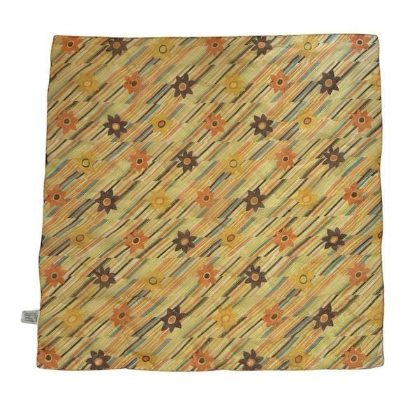 Capelli Square Scarf Women OS Orange Floral Excellent Striped Bandana Y2K 90s