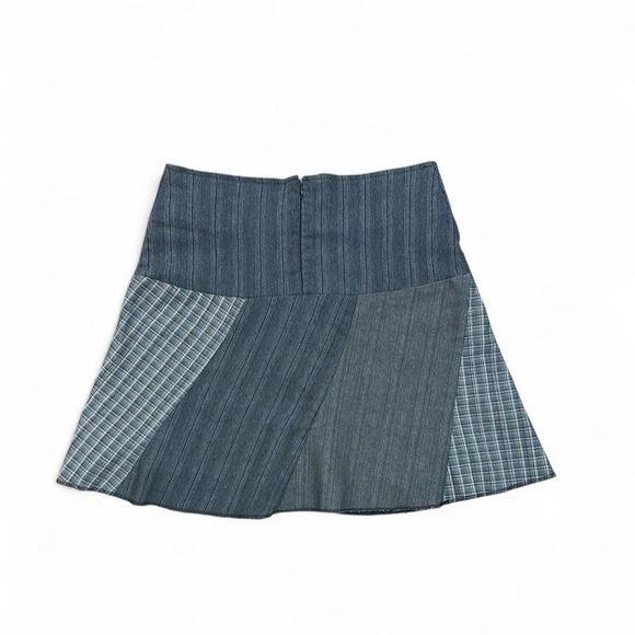 Creations Encore Patchwork Mini Skirt Women P/S Grey Plaid Y2K