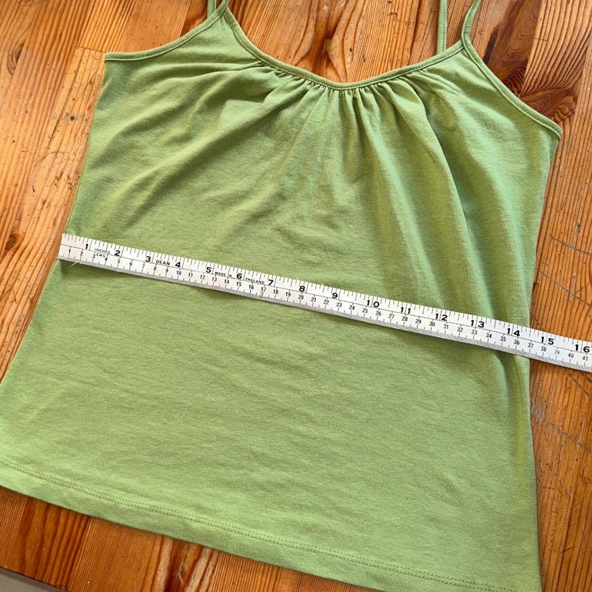 Isca Cami Top Women Small Sage Green Good Gathered Bust Spaghetti Strap Y2K