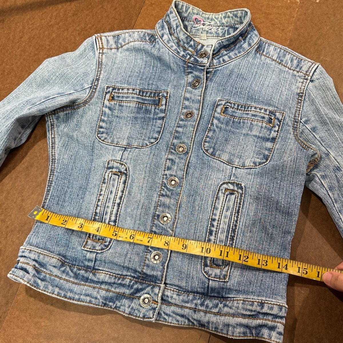 Fixx Denim Jacket Women Small Blue Light Wash Excellent Y2K Mock Neck Cropped