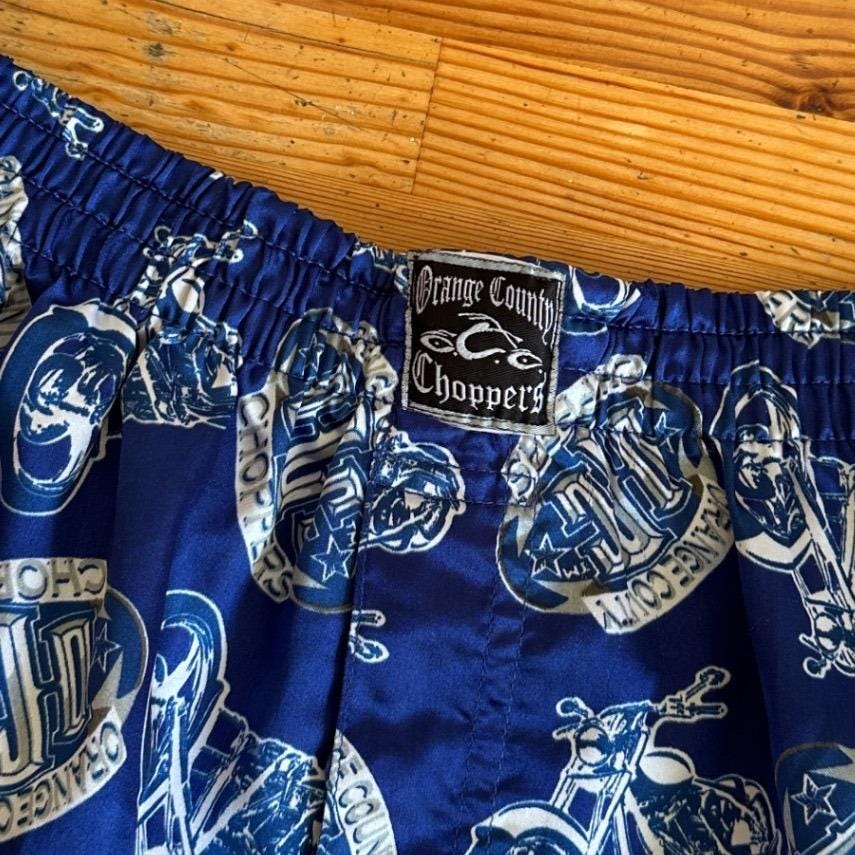 Orange County Choppers Boxer Shorts Men M Blue Motorcycle Print Y2K 00s OCC