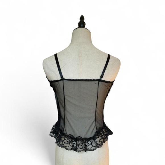 Unbranded Lace Camisole Women S Black Excellent Bows Y2K Coquette Bustier Top