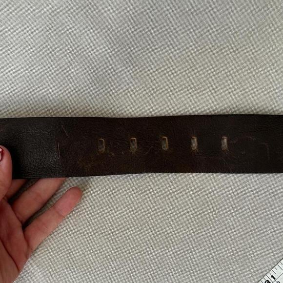 Diesel Leather Belt Mens 90cm Brown Excellent Geometric Buckle Y2K Made in Italy