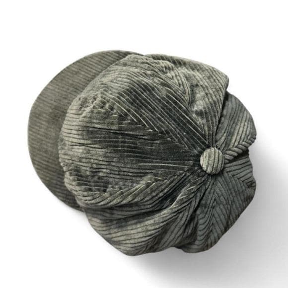 Magill Newsboy Cap Women L Olive Green Fair Corduroy 8-Panel Painter Hat 90s
