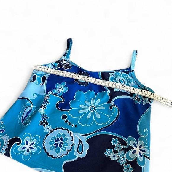 Christina Tankini Top Women 8 Blue Floral Paisley Y2K Swim Retro Canada