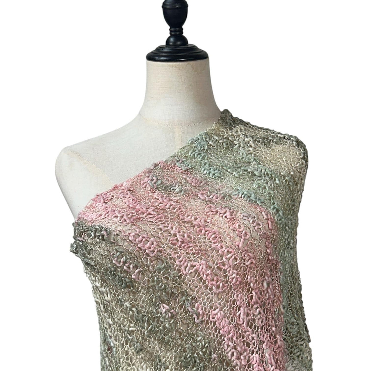 Unbranded One Shoulder Poncho Women OS Pink Green Excellent Knit Wrap Y2K Boho