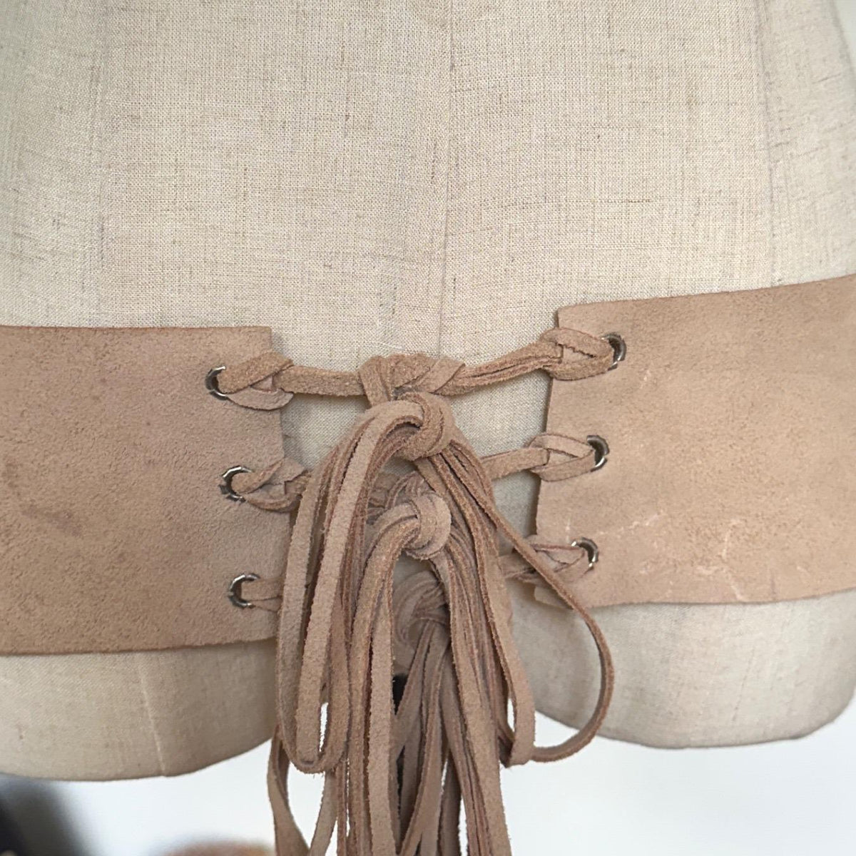 Unbranded Suede Lace Up Belt Women OS Tan Excellent Fringe Corset Obi Y2K Boho