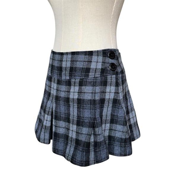 American Eagle Plaid Micro Mini Skirt Women Blue Black Pleated Y2K Vintage 2000s