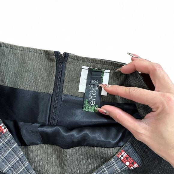 Creations Encore Patchwork Mini Skirt Women P/S Grey Plaid Y2K