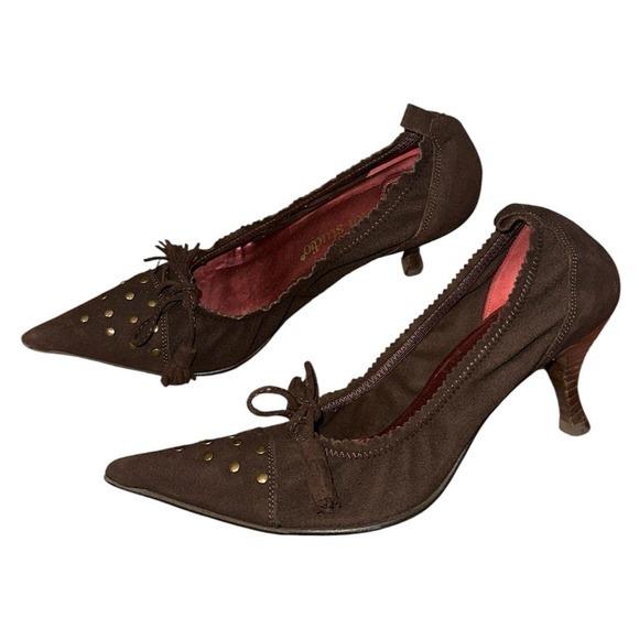 Vidi Studio Pointed Toe Heels Women 37 Brown Excellent Studded Tassel Y2K Spain