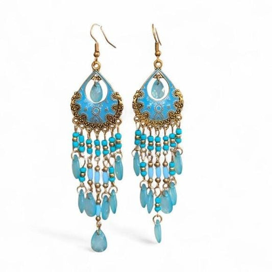 Unbranded Chandelier Earrings Women OS Turquoise Gold Boho Enamel Dangle Y2K