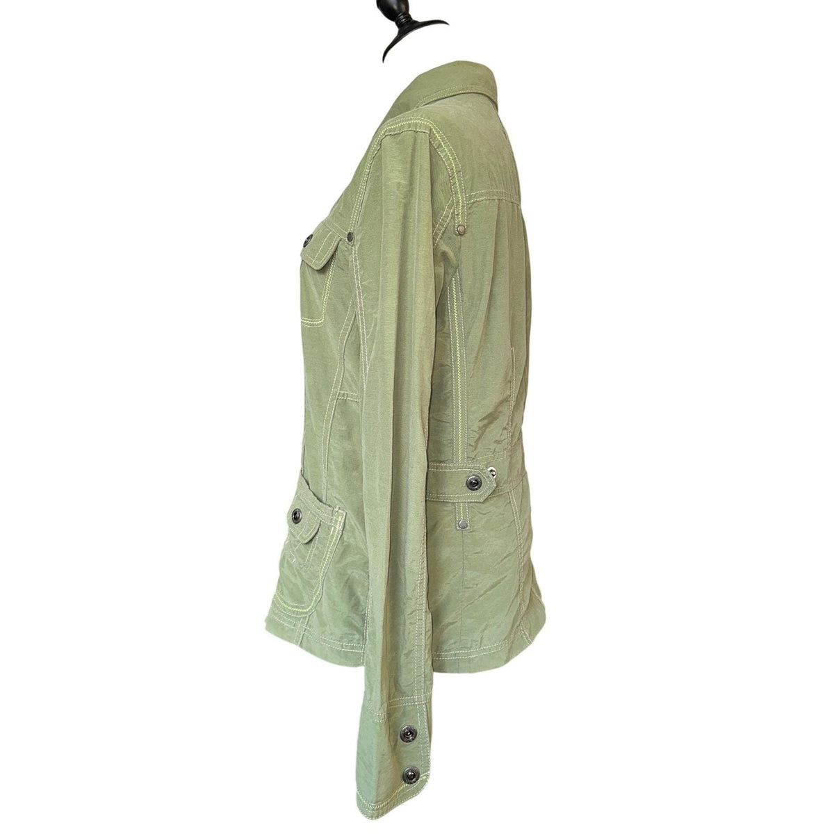 Point Zero Utility Jacket Women M Green Contrast Stitch Y2K Gorpcore 00s Nicole