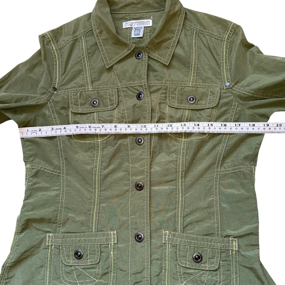 Point Zero Utility Jacket Women M Green Contrast Stitch Y2K Gorpcore 00s Nicole