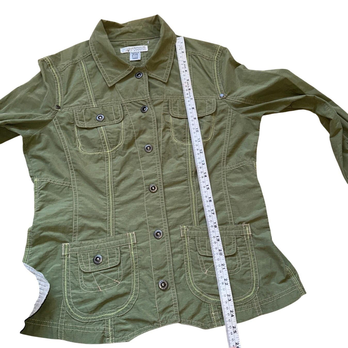 Point Zero Utility Jacket Women M Green Contrast Stitch Y2K Gorpcore 00s Nicole