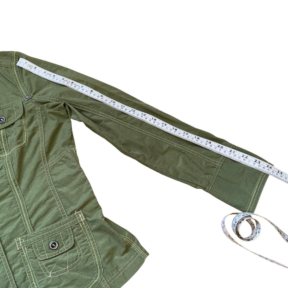 Point Zero Utility Jacket Women M Green Contrast Stitch Y2K Gorpcore 00s Nicole