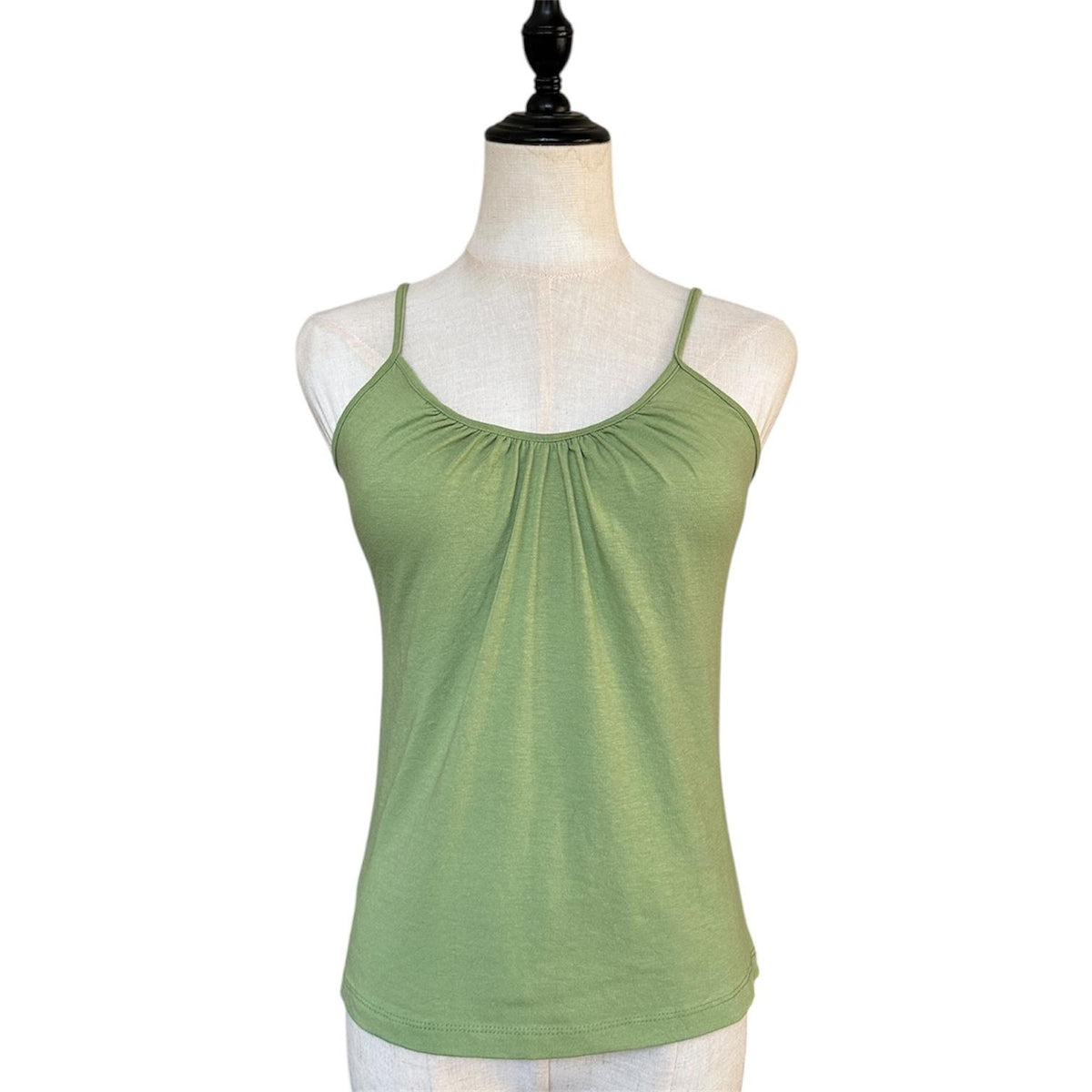 Isca Cami Top Women Small Sage Green Good Gathered Bust Spaghetti Strap Y2K