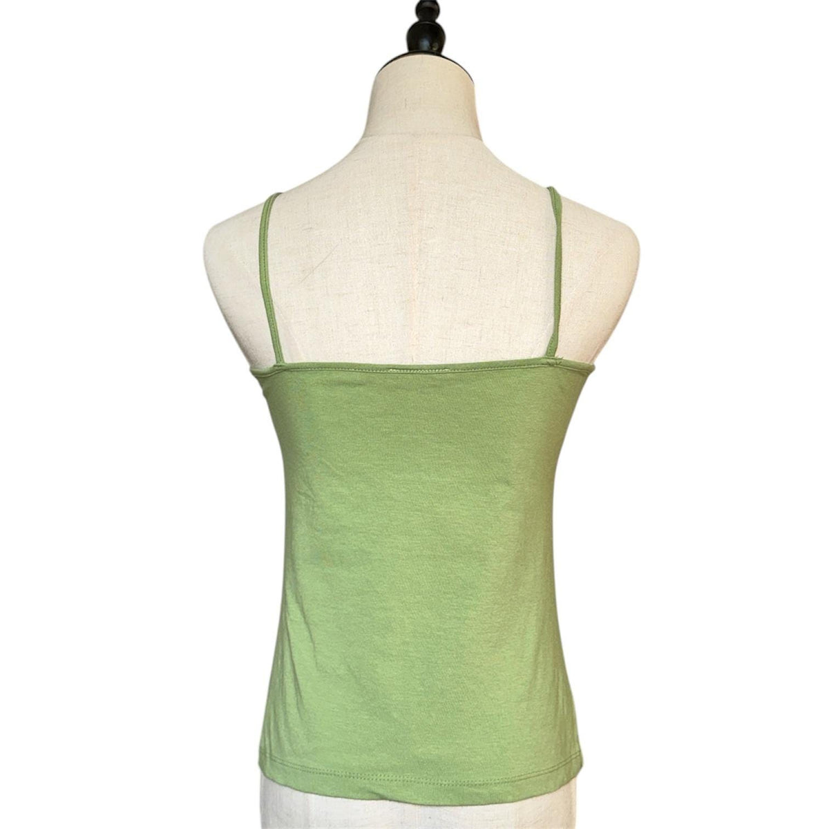 Isca Cami Top Women Small Sage Green Good Gathered Bust Spaghetti Strap Y2K