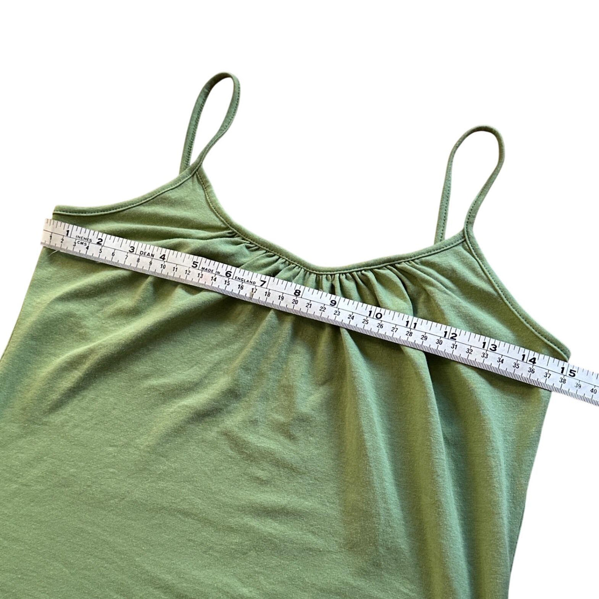 Isca Cami Top Women Small Sage Green Good Gathered Bust Spaghetti Strap Y2K
