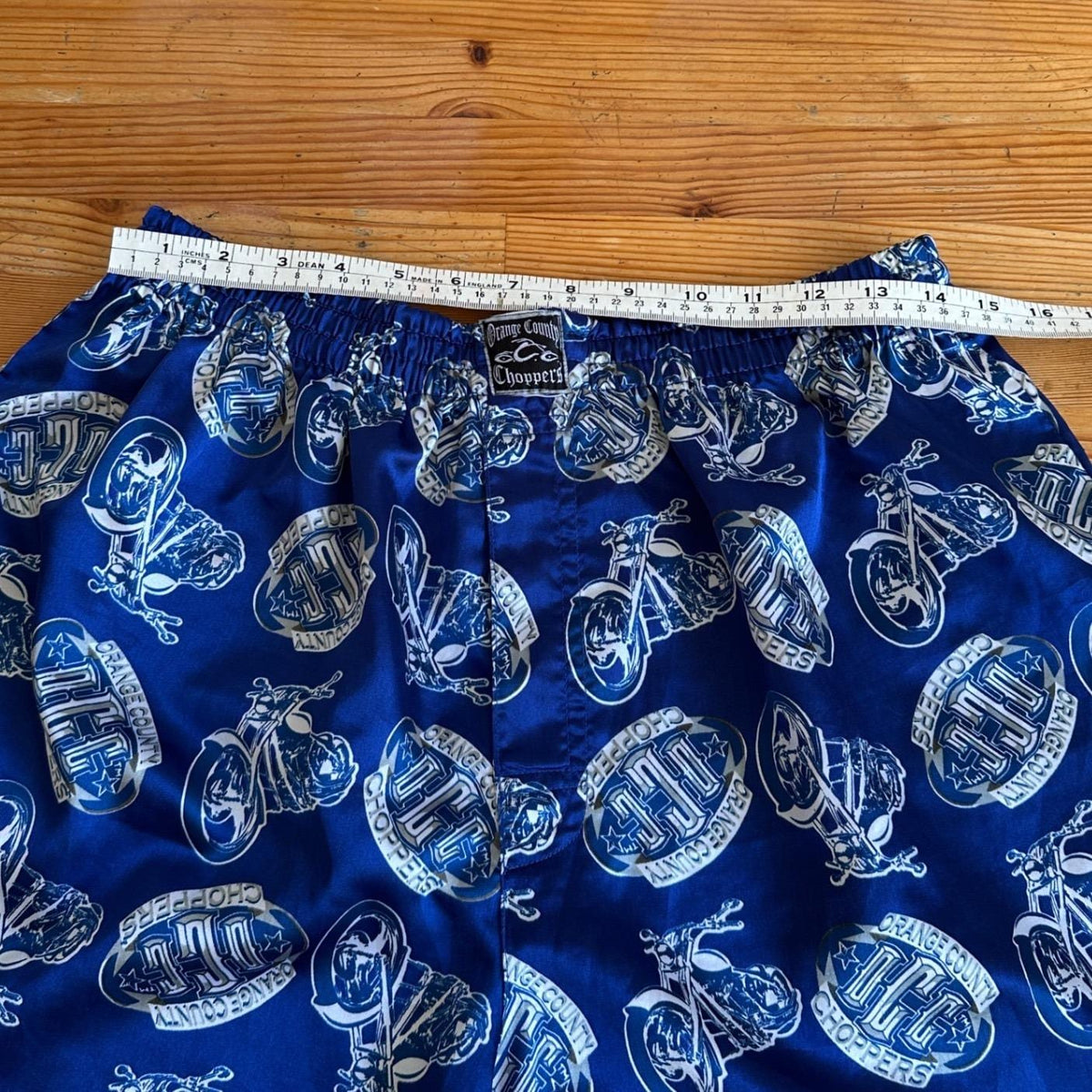 Orange County Choppers Boxer Shorts Men M Blue Motorcycle Print Y2K 00s OCC