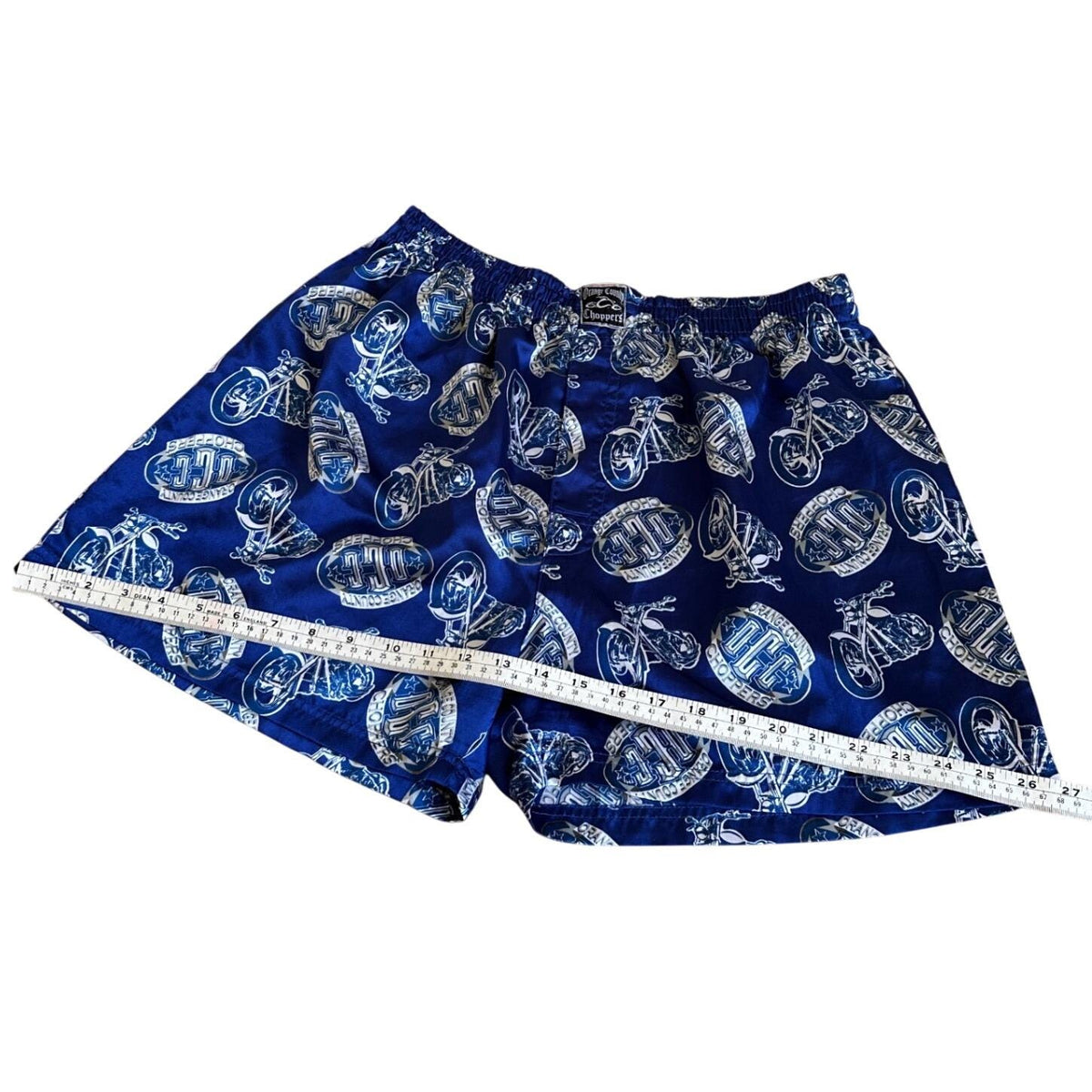 Orange County Choppers Boxer Shorts Men M Blue Motorcycle Print Y2K 00s OCC