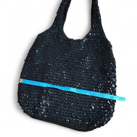 Unbranded Sequin Hobo Bag Women Medium Black Excellent Y2K Sparkly Glam 2000s