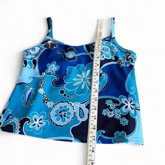Christina Tankini Top Women 8 Blue Floral Paisley Y2K Swim Retro Canada