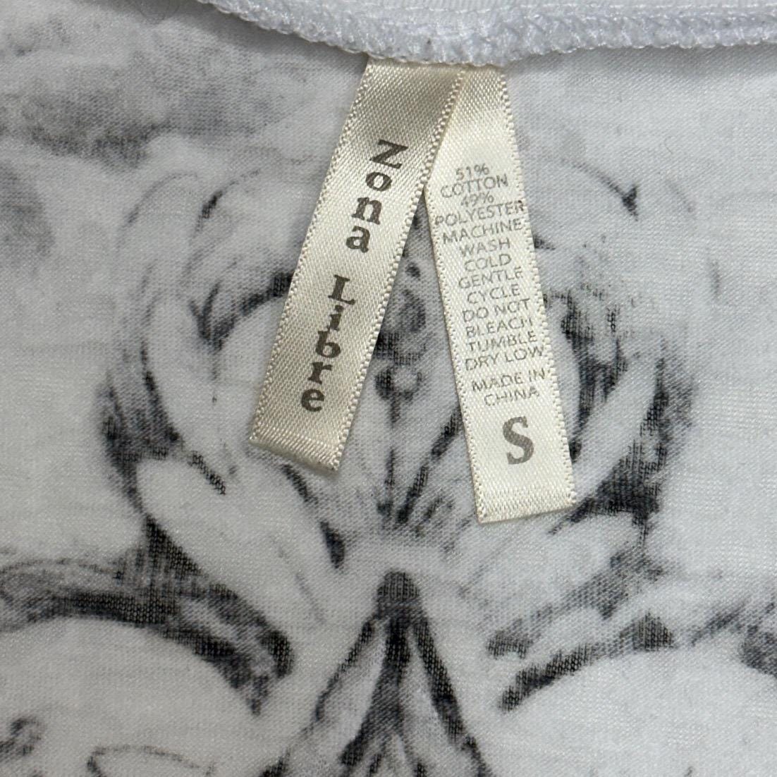 Zona Libre V-Neck Tee Women Small White Rhinestone Gothic Cross Burnout Y2K Top