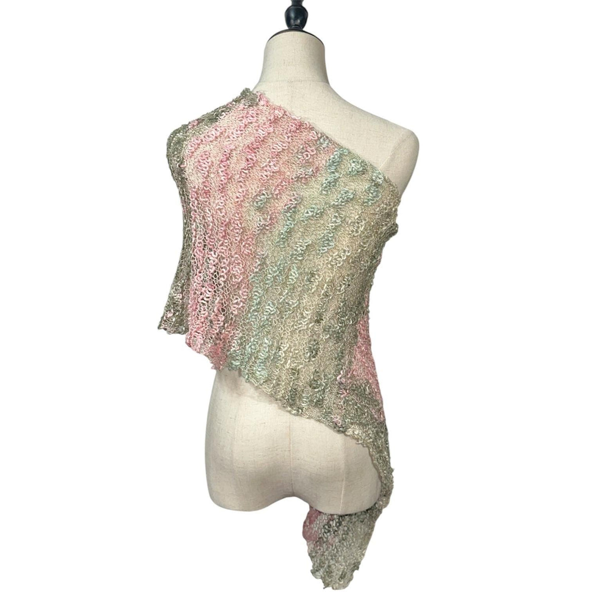 Unbranded One Shoulder Poncho Women OS Pink Green Excellent Knit Wrap Y2K Boho