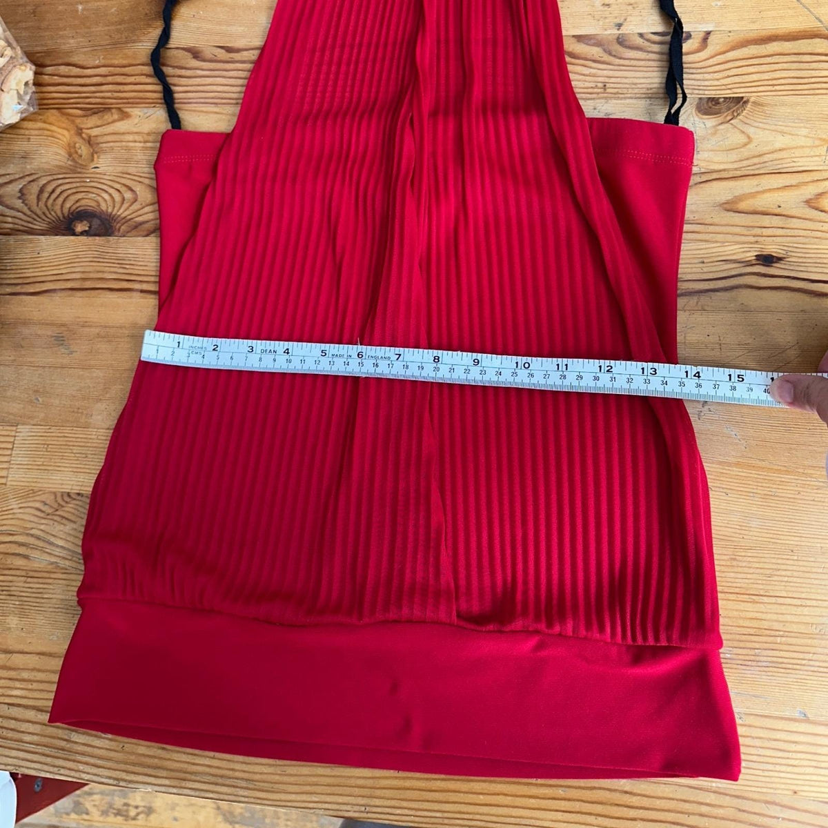 FD Red Halter Top Women Small Red Pleated Overlay Y2K Evening Blouse USA 2000s