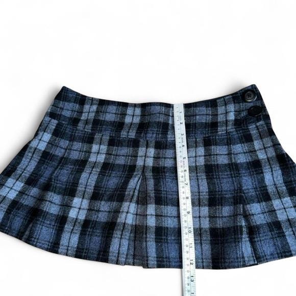 American Eagle Plaid Micro Mini Skirt Women Blue Black Pleated Y2K Vintage 2000s