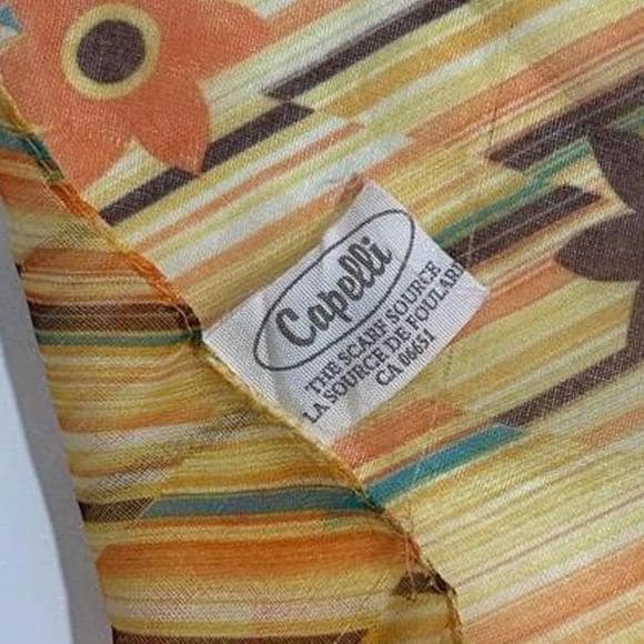 Capelli Square Scarf Women OS Orange Floral Excellent Striped Bandana Y2K 90s