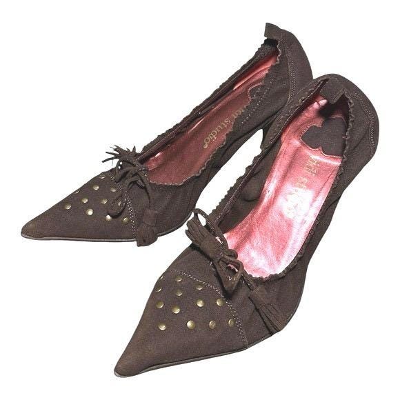 Vidi Studio Pointed Toe Heels Women 37 Brown Excellent Studded Tassel Y2K Spain