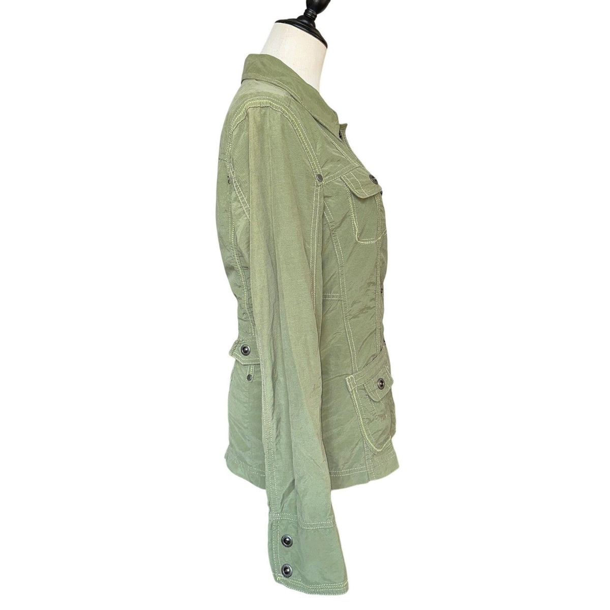 Point Zero Utility Jacket Women M Green Contrast Stitch Y2K Gorpcore 00s Nicole