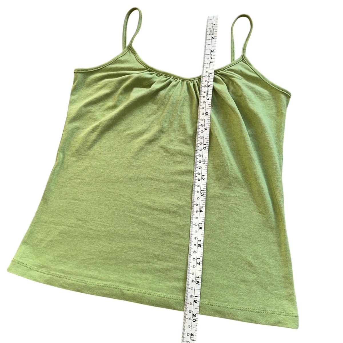 Isca Cami Top Women Small Sage Green Good Gathered Bust Spaghetti Strap Y2K