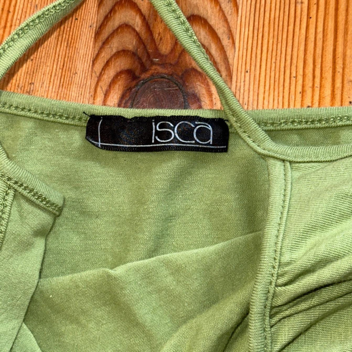 Isca Cami Top Women Small Sage Green Good Gathered Bust Spaghetti Strap Y2K