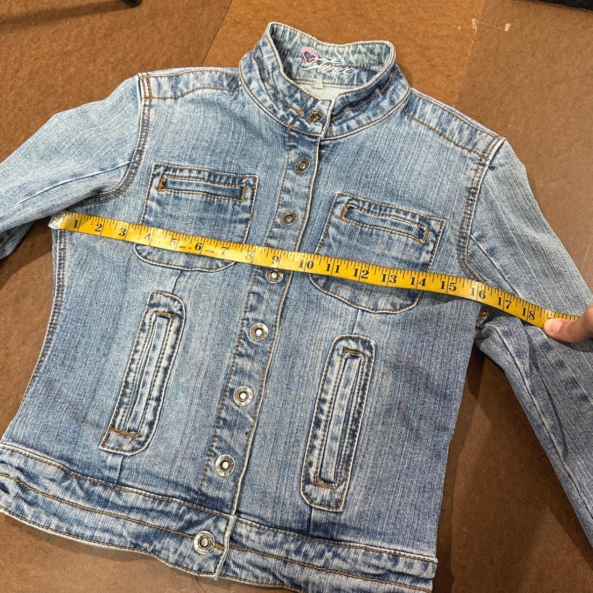 Fixx Denim Jacket Women Small Blue Light Wash Excellent Y2K Mock Neck Cropped