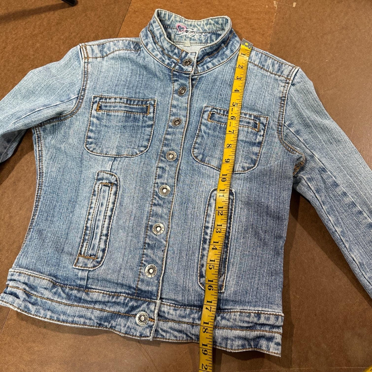 Fixx Denim Jacket Women Small Blue Light Wash Excellent Y2K Mock Neck Cropped
