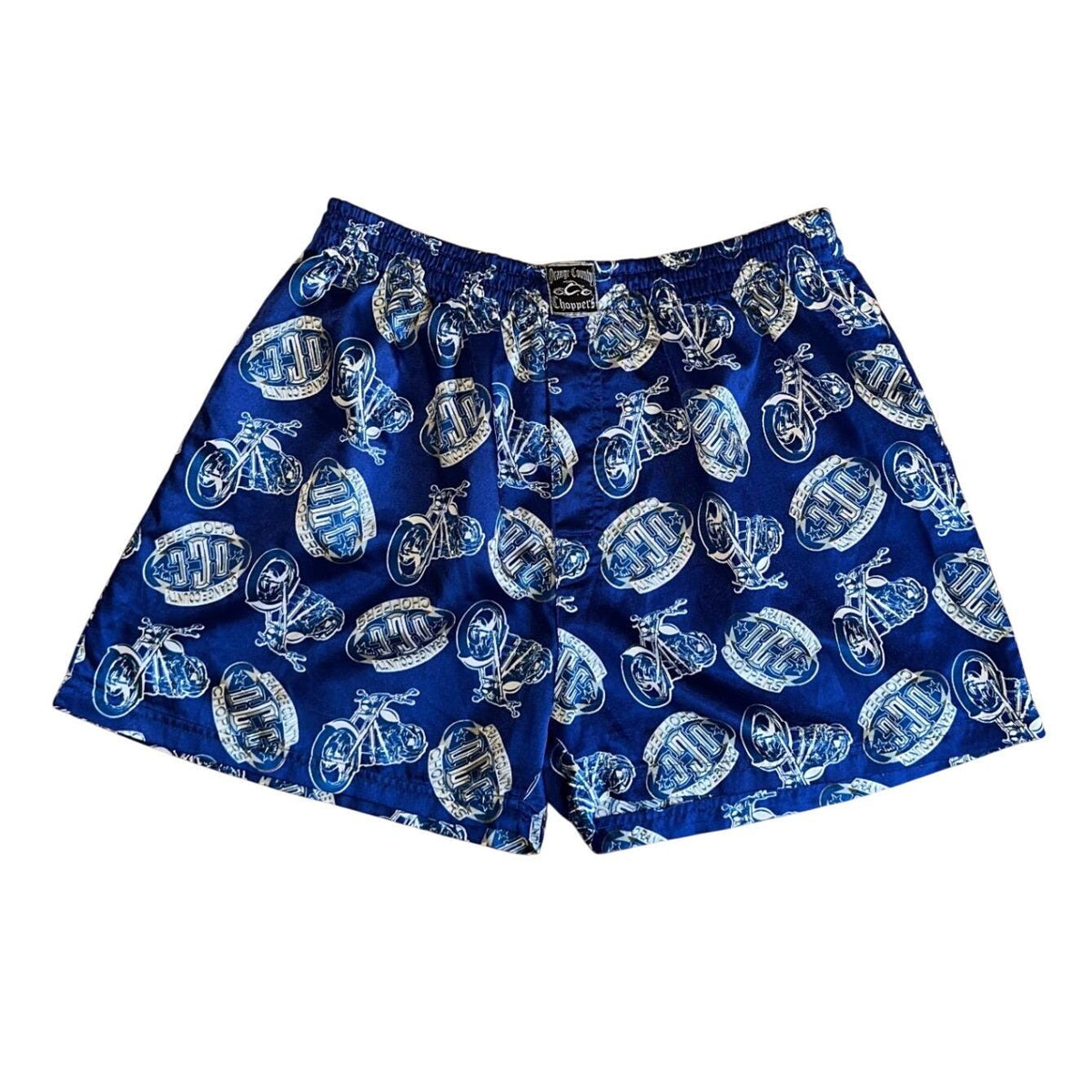 Orange County Choppers Boxer Shorts Men M Blue Motorcycle Print Y2K 00s OCC