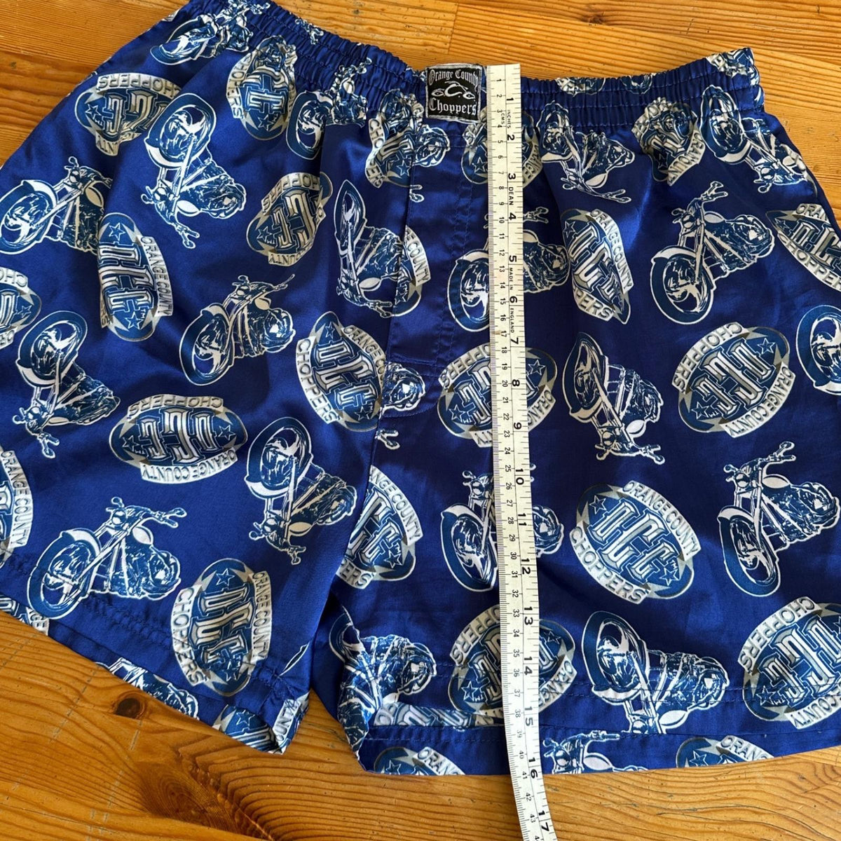 Orange County Choppers Boxer Shorts Men M Blue Motorcycle Print Y2K 00s OCC