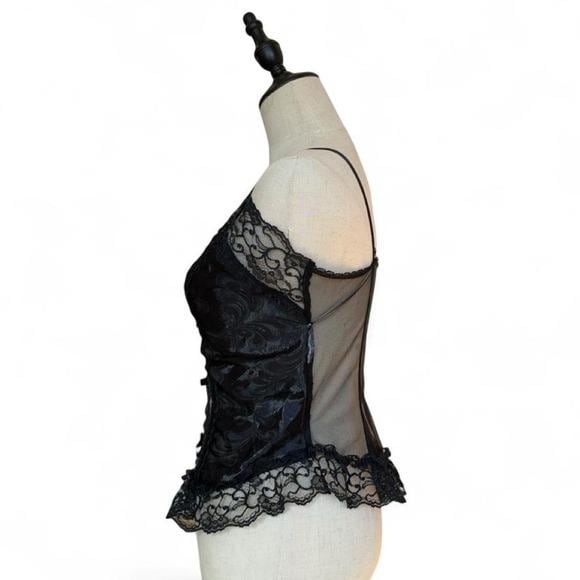 Unbranded Lace Camisole Women S Black Excellent Bows Y2K Coquette Bustier Top