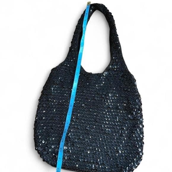 Unbranded Sequin Hobo Bag Women Medium Black Excellent Y2K Sparkly Glam 2000s