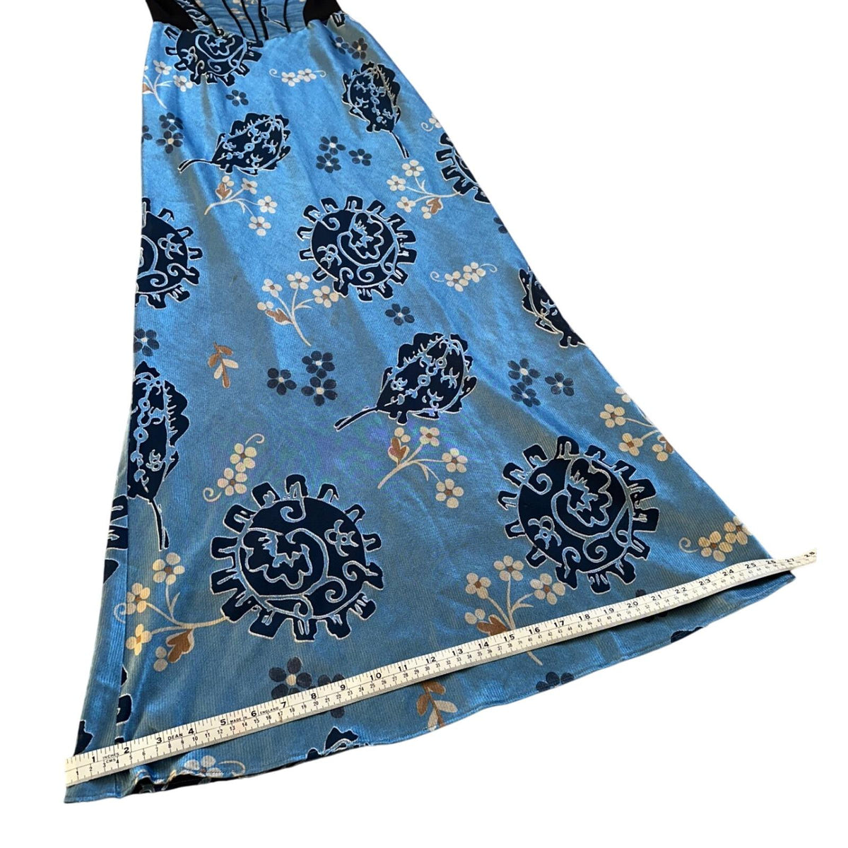 Georgette Maxi Dress Women Small Blue Floral Mesh Corset Y2K Vintage 90s USA